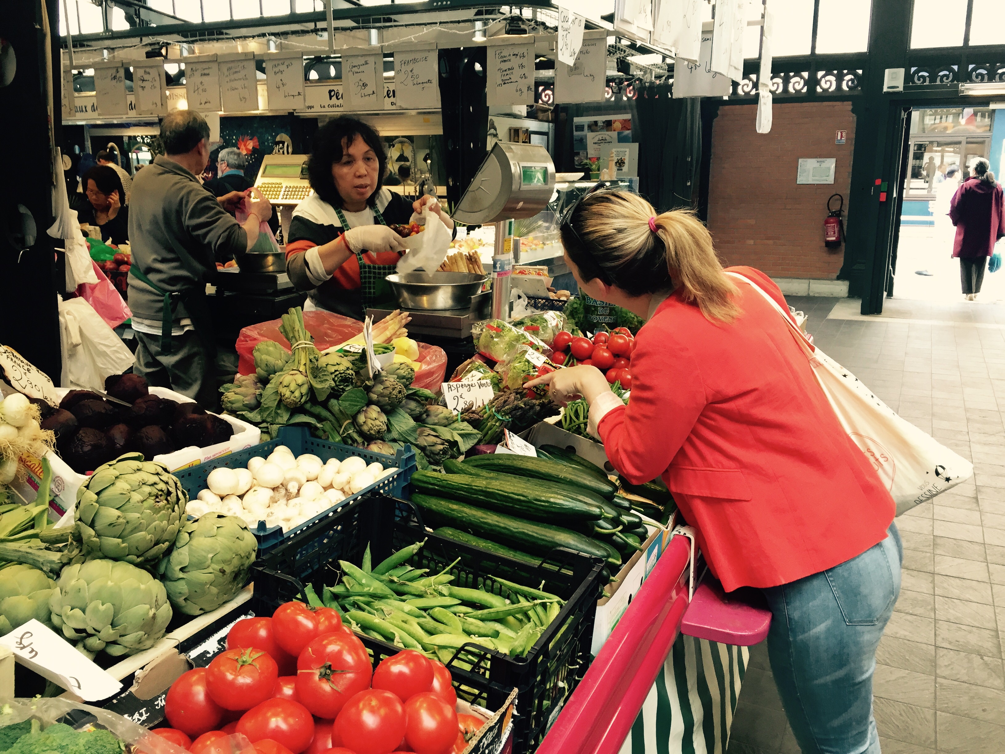 Tillie at the veg market