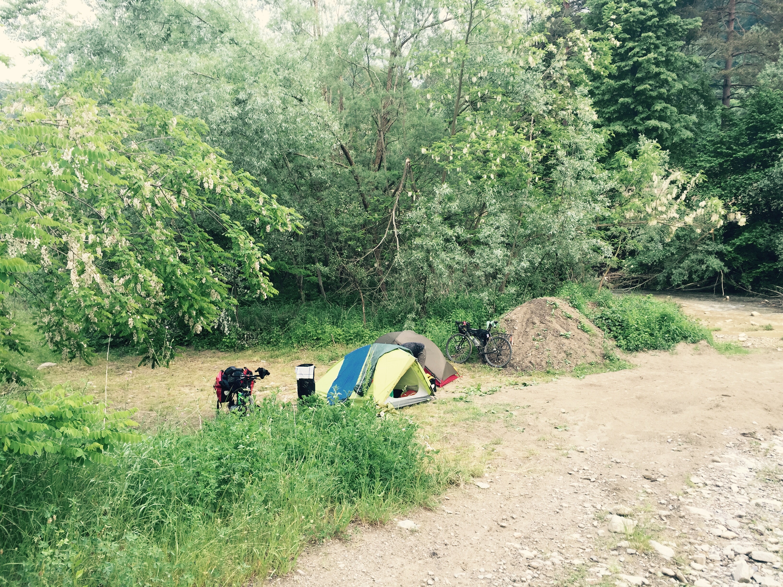 Camping near river