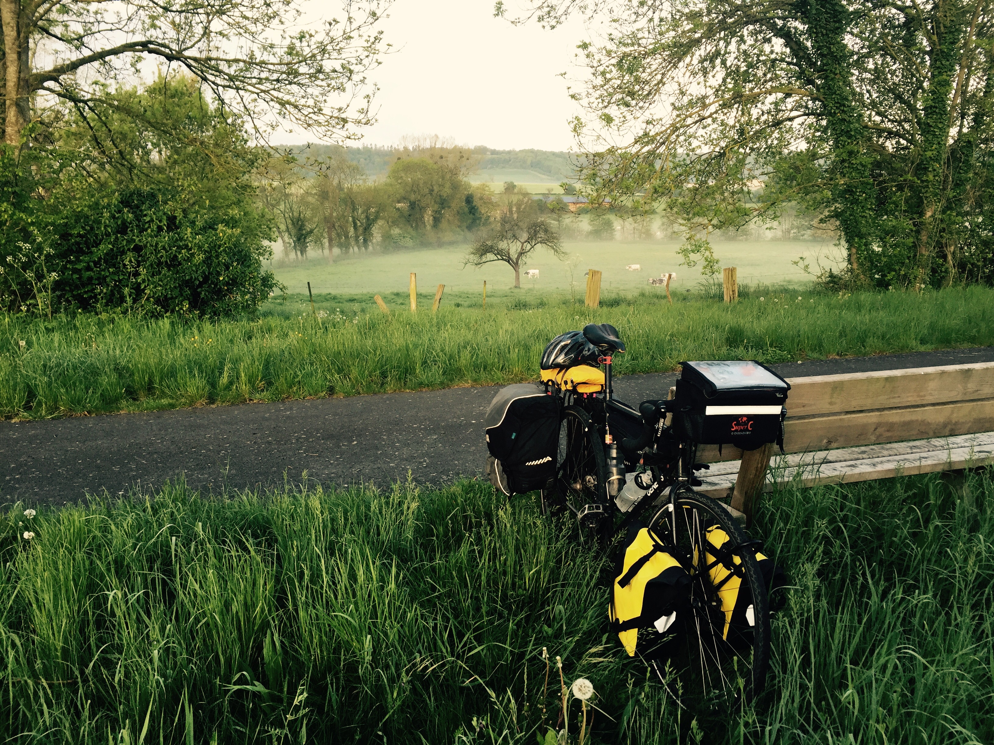 Avenue Verte at dawn with bike