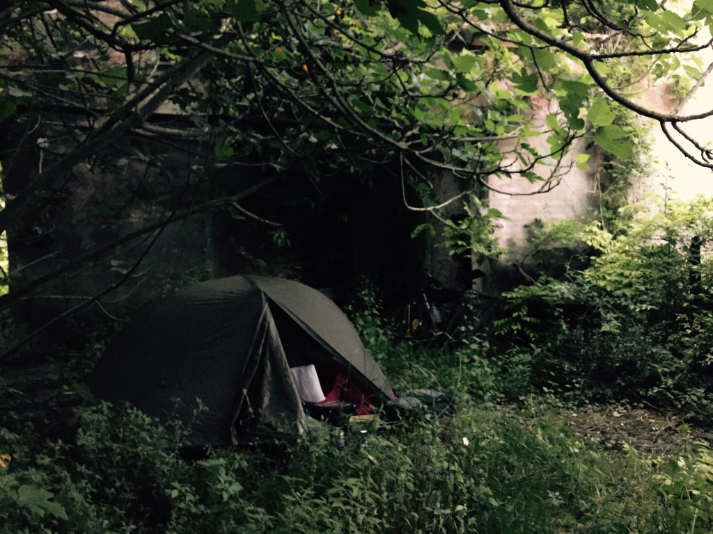 Camping in an abandoned courtyard, near La Spezia