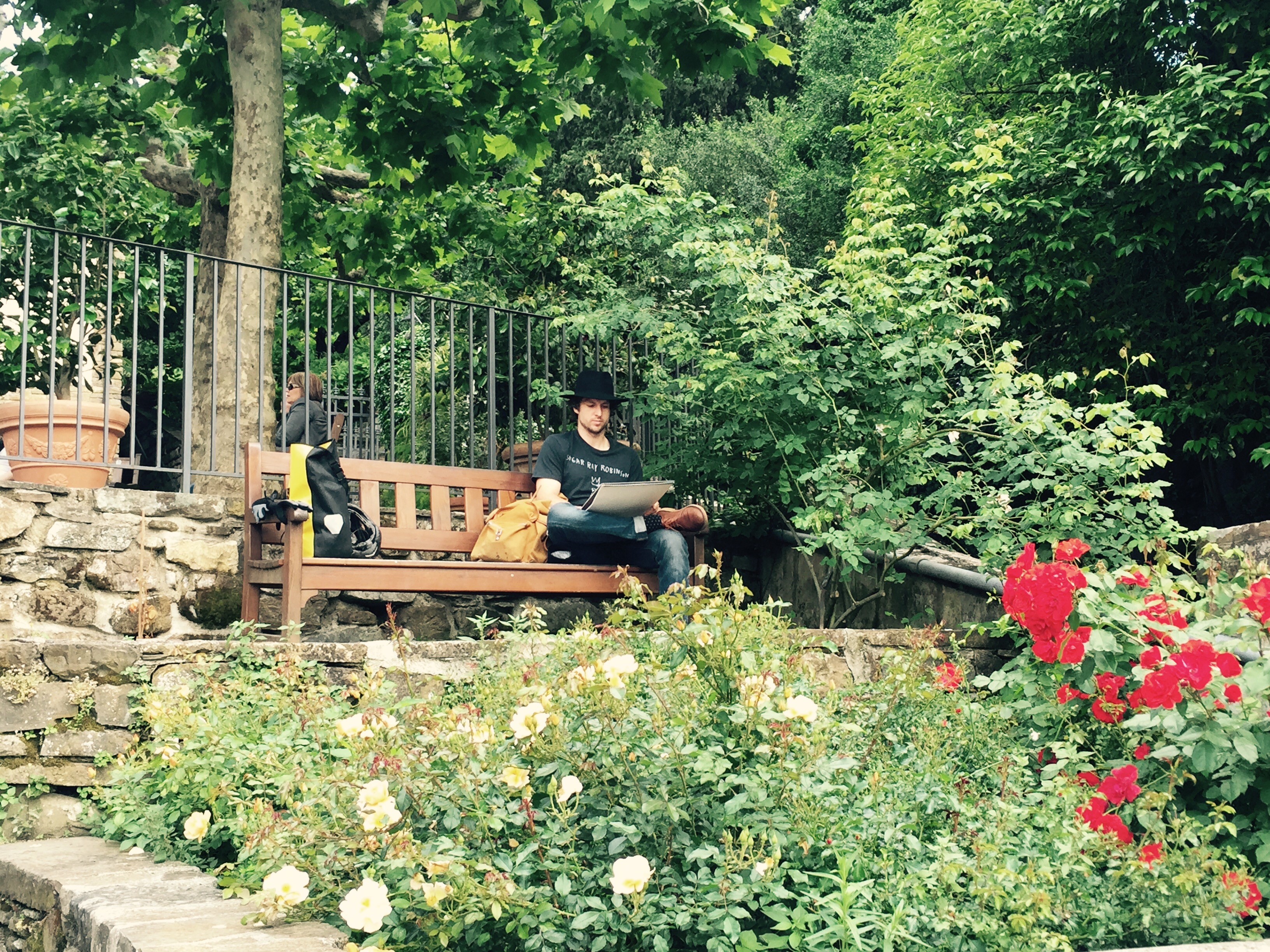 Dan sketching in the Rose Garden, Florence