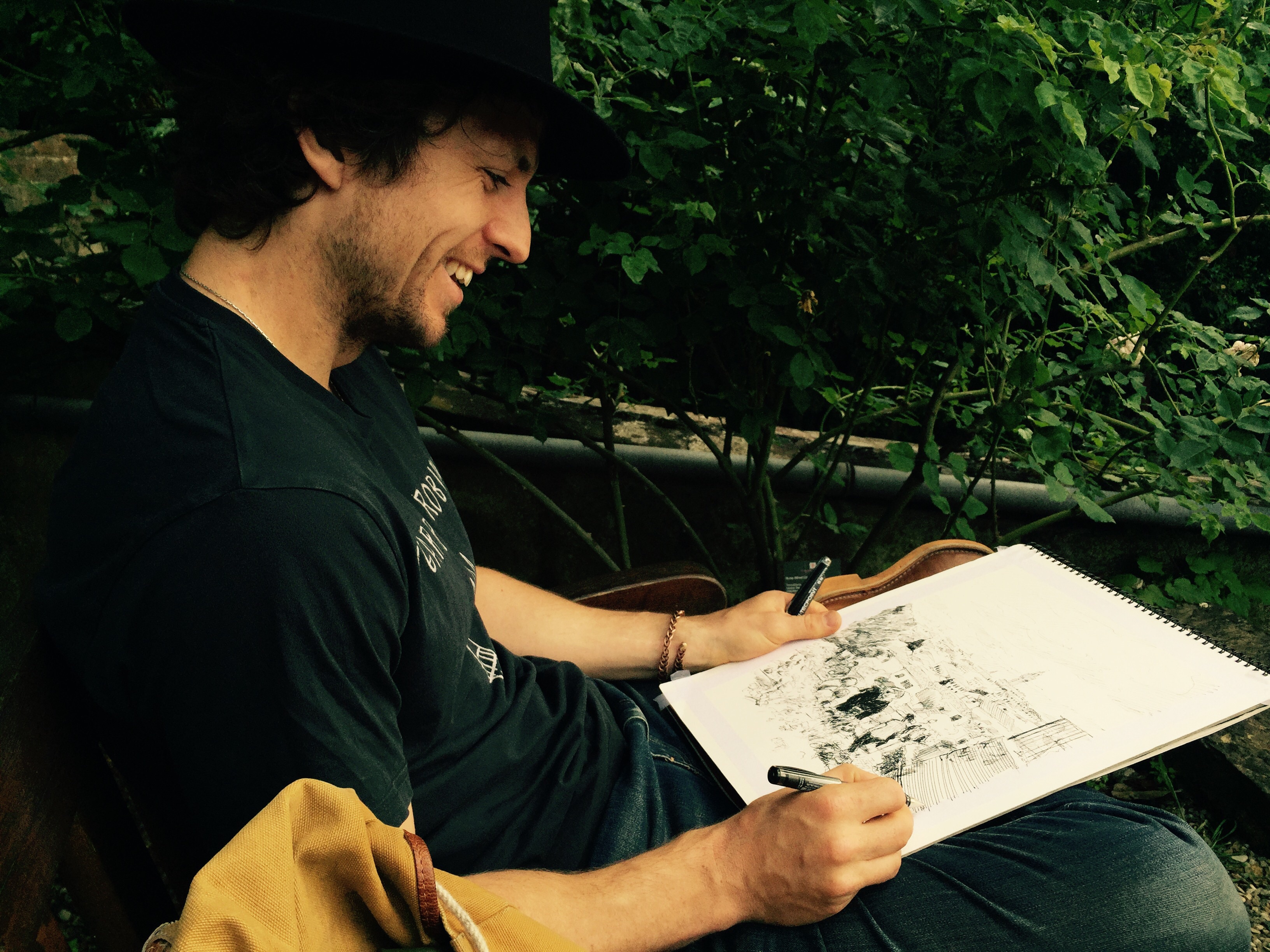 Dan sketching in the Rose Garden, Florence