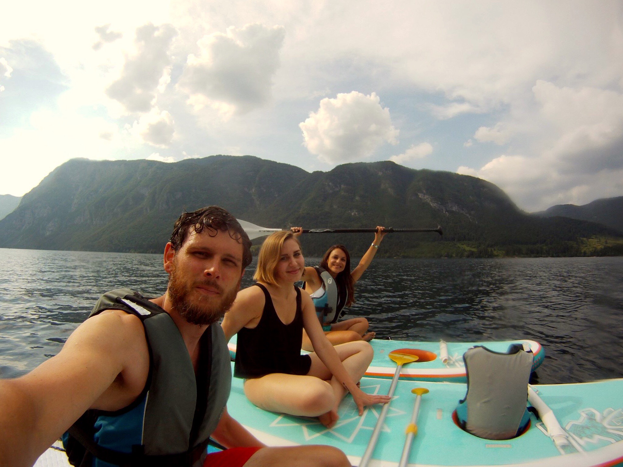 Pia, Anne and Paul on Lake Bohinj, Slovenia