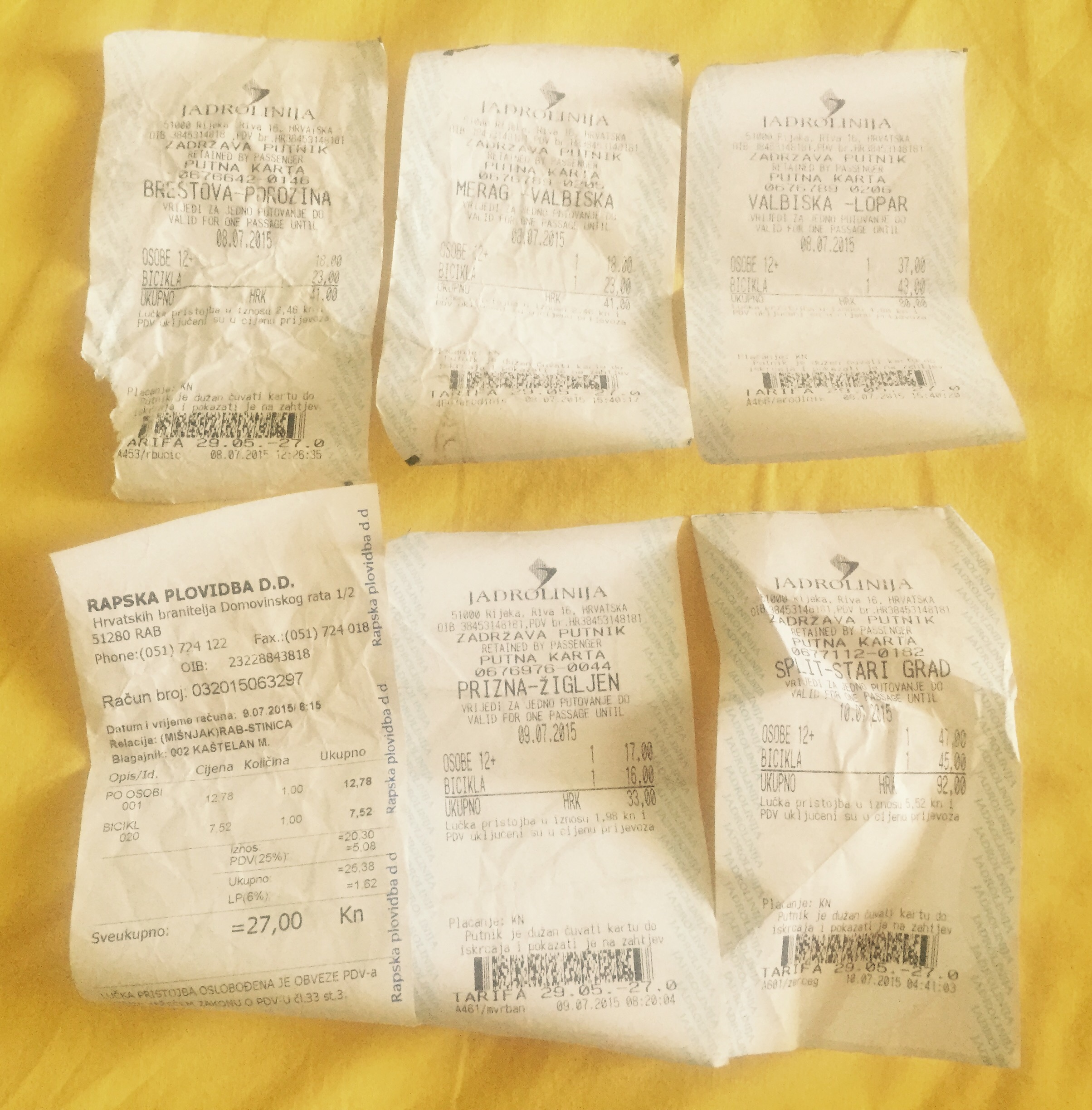 The many ferry tickets of Croatia