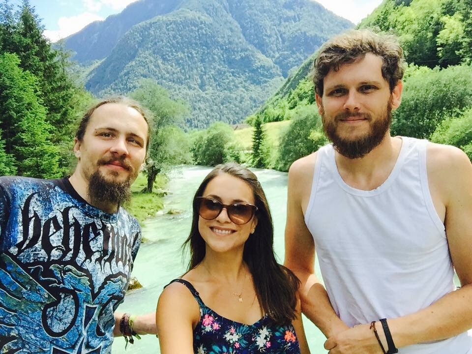 Luka, Anne and Paul by the Soča river