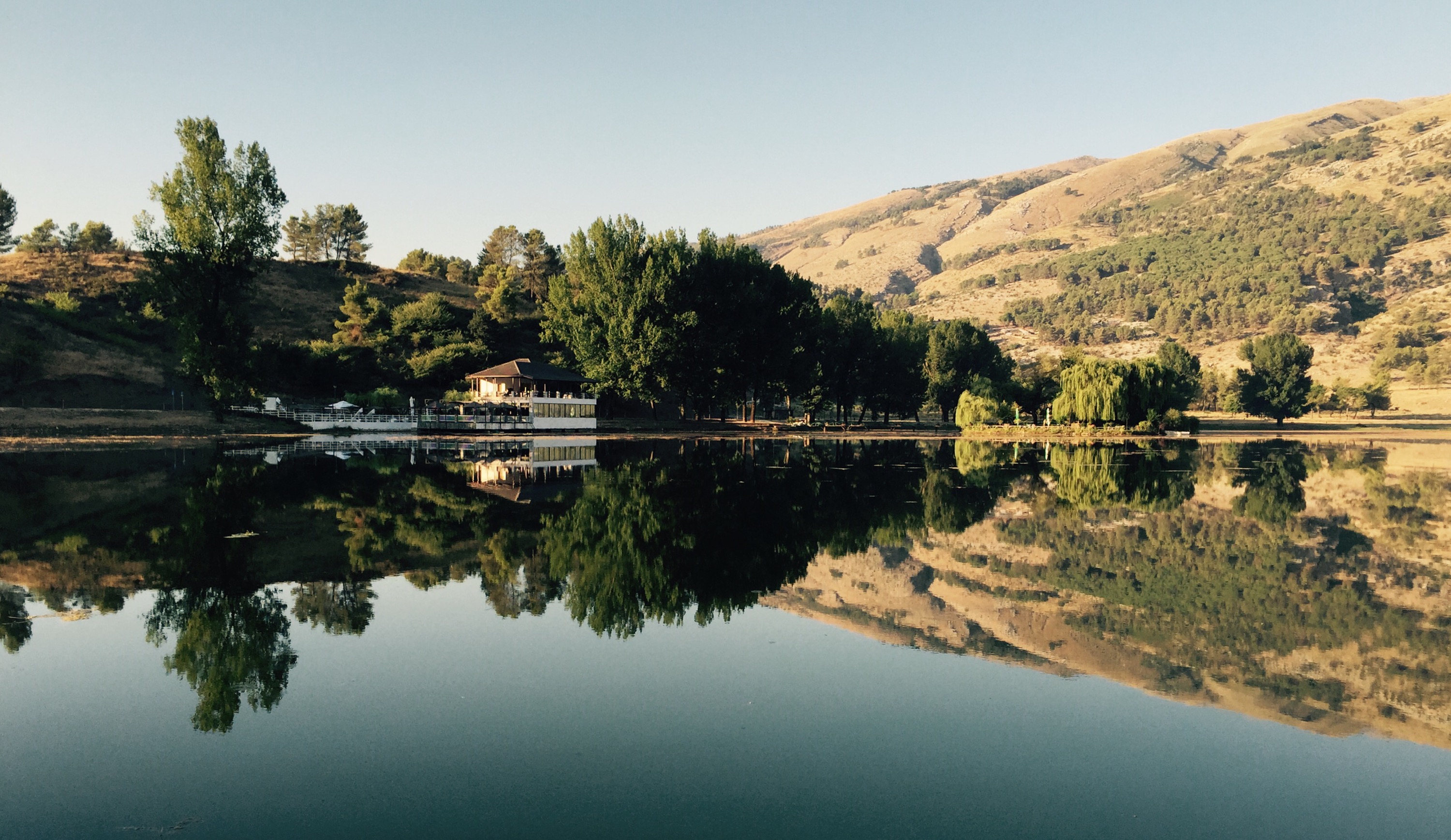 Restaurant on lake near Gjirokaster, Albania