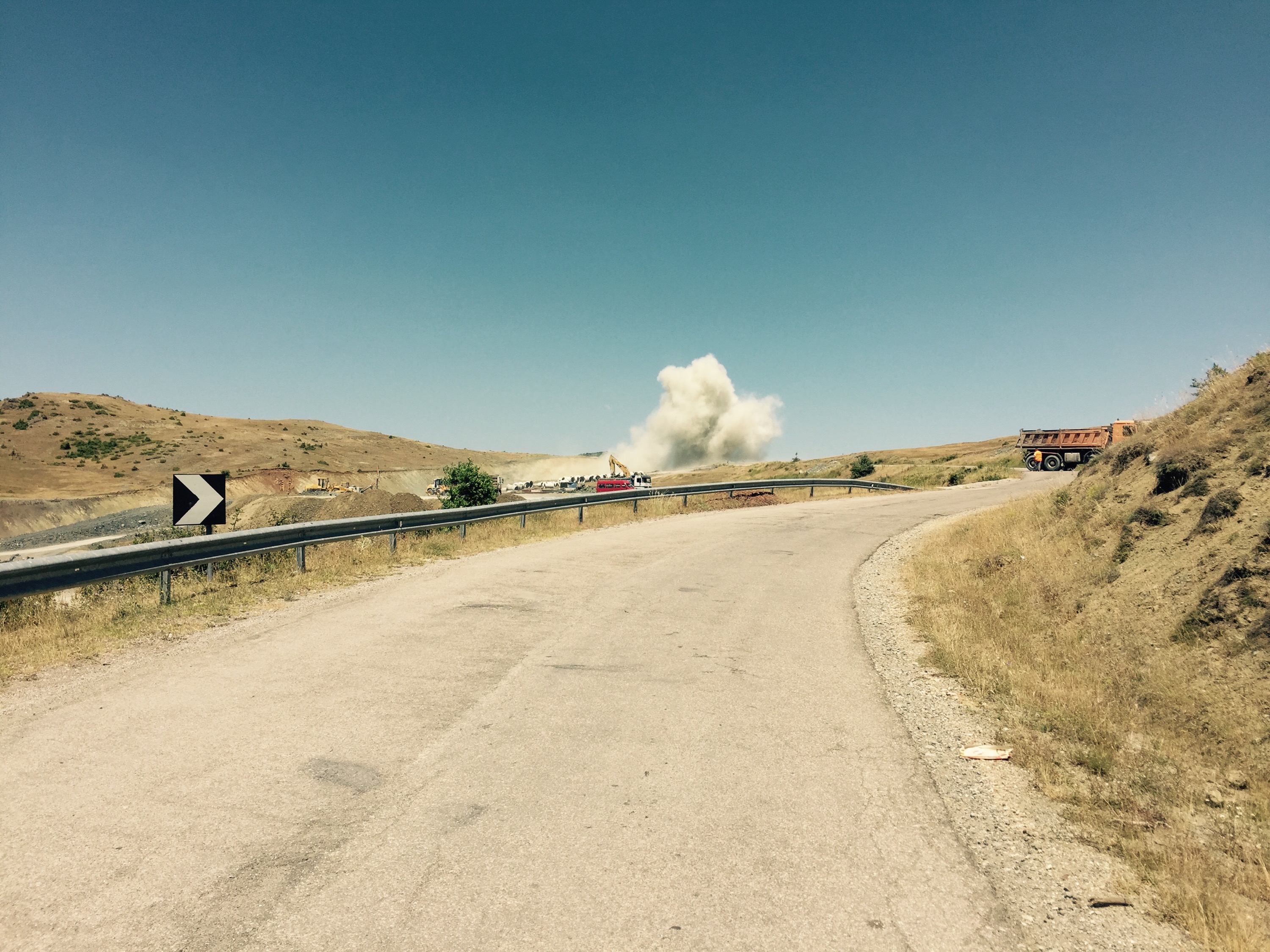 Blasting the new road, Albania