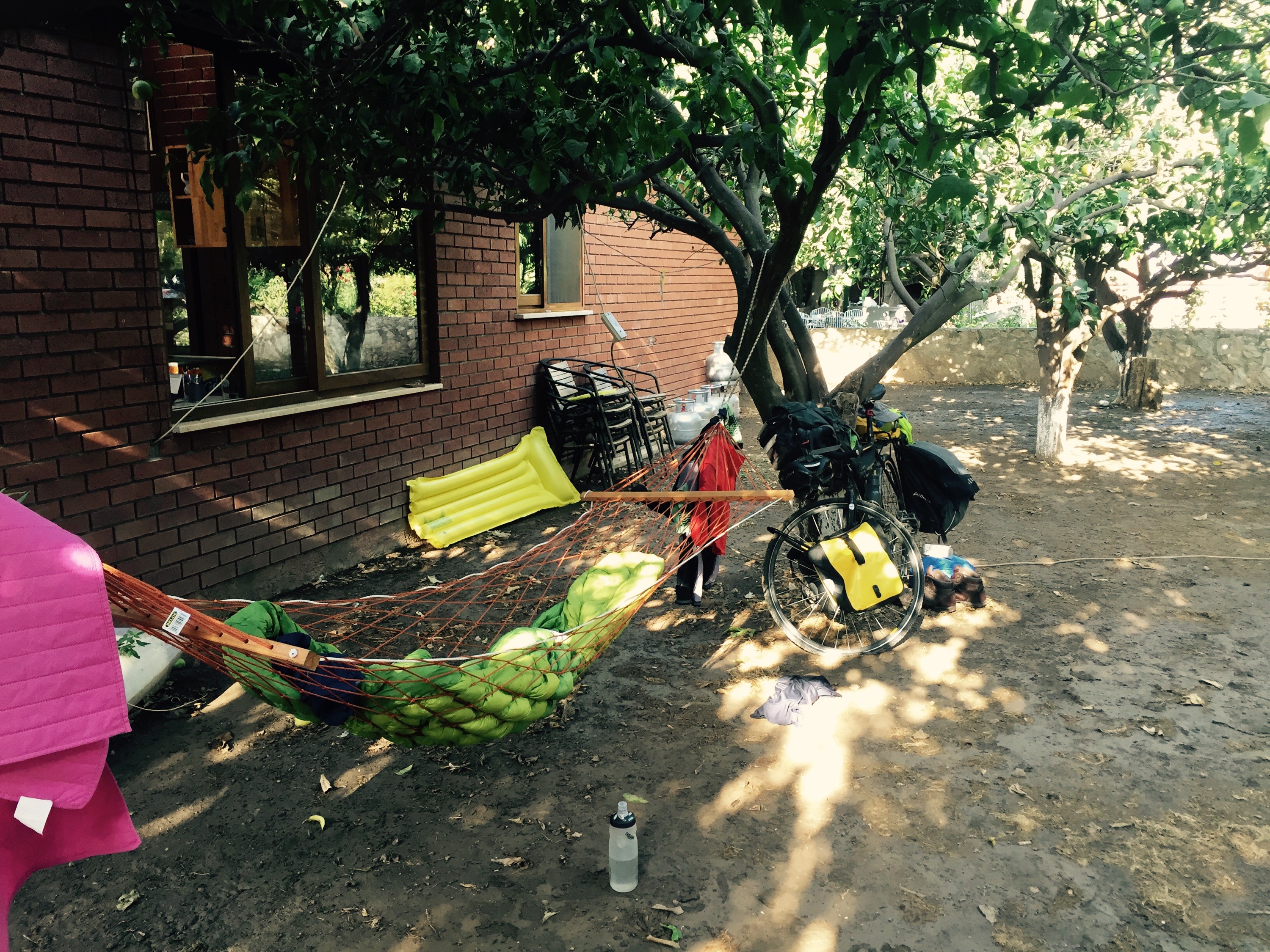 Touring bike and hammock, Datca peninsular, Turkey