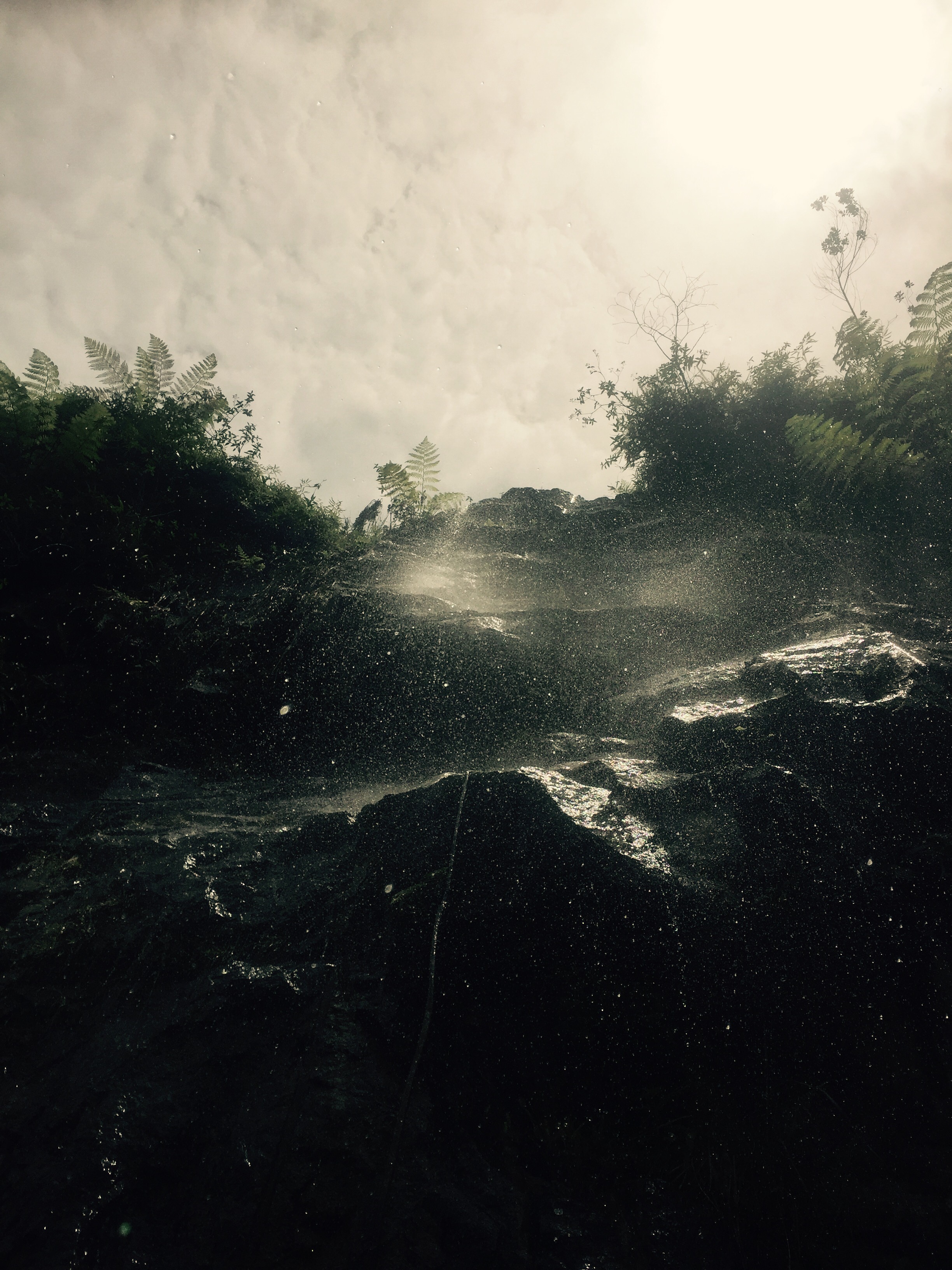 Roadside waterfall shower, Cycling the BR-101, Brazil