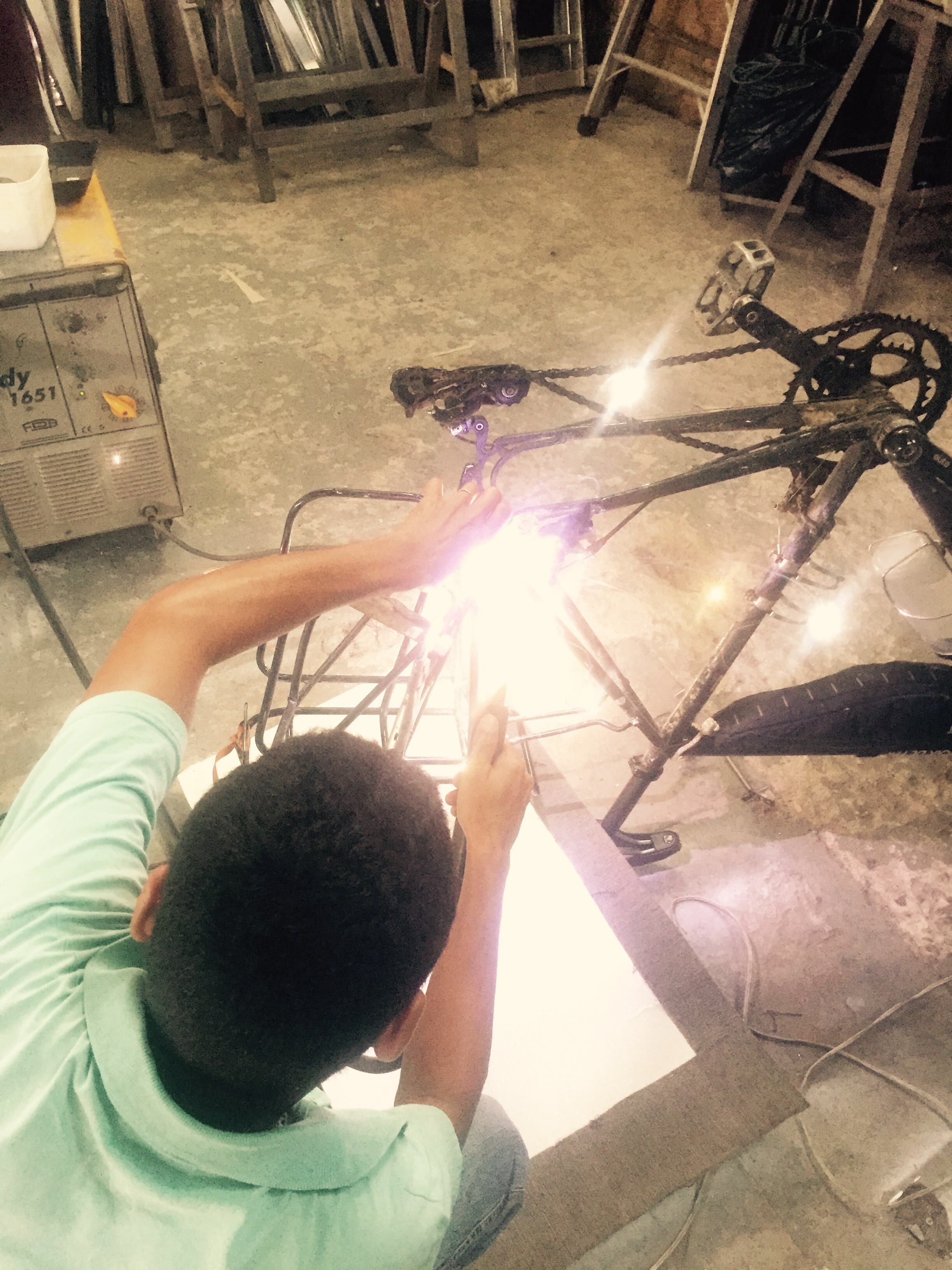 Welding bike rack in Itanhaem, Brazil